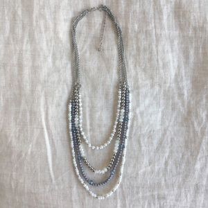 Grey Beaded Layer Necklace